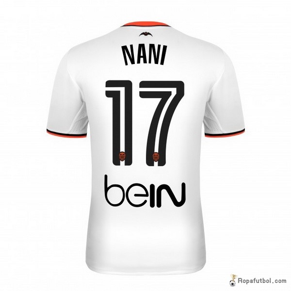 Camiseta Valencia Replica Primera Ropa Nani 2016/17 Blanco